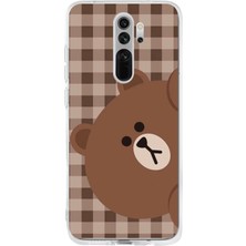TechTree Redmi Note 8 Pro Uyumlu Kahverengi Ayı Yan Tasarımlı Baskılı Silikon Kılıf