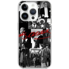 TechTree iPhone 14 Pro Uyumlu Kırmızı Mustafa Kemal Atatürk Imza Baskılı Silikon Kılıf