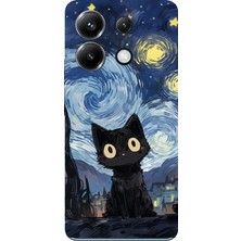 TechTree Poco X6 Pro Uyumlu Gece Yarısı Kedi Tasarımlı Baskılı Silikon Kılıf