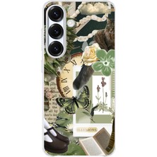 TechTree Samsung Galaxy S25 Uyumlu Yeşil Estetik Pano Kolaj Baskılı Silikon Kılıf