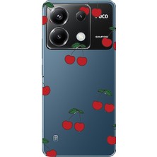 TechTree Poco X6 Pro Uyumlu Kirazlar Tasarımlı Baskılı Silikon Kılıf