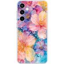 TechTree Samsung Galaxy S23 Fe Uyumlu Renkli Çiçekler Sulu Boya Baskılı Silikon Kılıf