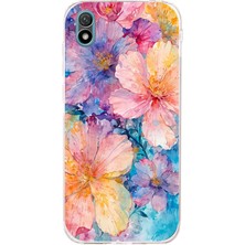TechTree Huawei Y5 2019 - Honor 8s Uyumlu Renkli Çiçekler Sulu Boya Baskılı Silikon Kılıf
