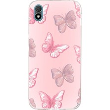 TechTree Huawei Y5 2019 - Honor 8s Uyumlu Pembe Kelebekler Baskılı Silikon Kılıf