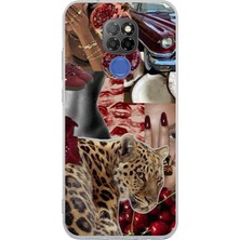 TechTree General Mobile Gm 20 Uyumlu Leopar Kırmızı Vibes Baskılı Silikon Kılıf