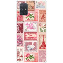 TechTree Samsung Galaxy A71 Uyumlu Pembe Posta Pulları Baskılı Silikon Kılıf