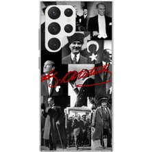 TechTree Samsung Galaxy S22 Ultra Uyumlu Kırmızı Mustafa Kemal Atatürk Imza Baskılı Silikon Kılıf