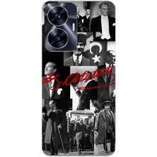 TechTree Realme C55 Uyumlu Kırmızı Mustafa Kemal Atatürk Imza Baskılı Silikon Kılıf