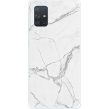 TechTree Samsung Galaxy A71 Uyumlu Gri Mermer Baskılı Silikon Kılıf