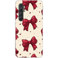 TechTree Mi Note 10 Lite Uyumlu Büyük Kırmızı Fiyonklar Baskılı Silikon Kılıf