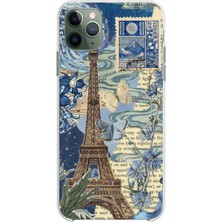 TechTree iPhone 11 Pro Max Uyumlu Paris ve Eyfel Kulesi Baskılı Silikon Kılıf