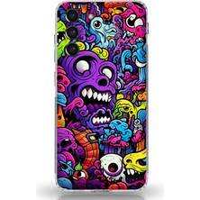 TechTree Samsung Galaxy S21 Fe Uyumlu Psikodeli Renkli Canavarlar Baskılı Silikon Kılıf