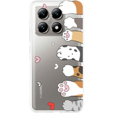 TechTree Xiaomi Mi 14T Pro Uyumlu Sevimli Kedi Patiler Tasarımlı Baskılı Silikon Kılıf
