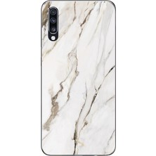 TechTree Samsung Galaxy A70 Uyumlu Beyaz Mermer Baskılı Silikon Kılıf