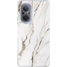 TechTree Huawei Nova 9 Se Uyumlu Beyaz Mermer Baskılı Silikon Kılıf