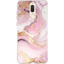 TechTree Huawei Mate 10 Lite Uyumlu Pembe Mermer Baskılı Silikon Kılıf
