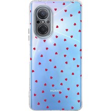 TechTree Huawei Nova 9 Se Uyumlu Kırmızı Kalpler Tasarımlı Baskılı Silikon Kılıf