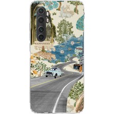 TechTree Mi Note 10 Lite Uyumlu Yeşil Sanatsal Yol Çiçekler Baskılı Silikon Kılıf