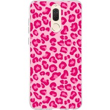 TechTree Huawei Mate 10 Lite Uyumlu Pembe Leopar Tasarımlı Baskılı Silikon Kılıf