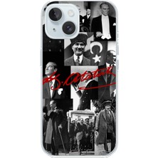 TechTree iPhone 15 Uyumlu Kırmızı Mustafa Kemal Atatürk Imza Baskılı Silikon Kılıf