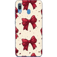 TechTree Samsung Galaxy A20 / A30 Uyumlu Büyük Kırmızı Fiyonklar Baskılı Silikon Kılıf