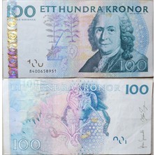 Banknoting Isveç 100 Kron 2008 Taksonomi Temalı. Çok Çok Temiz Kondisyon.