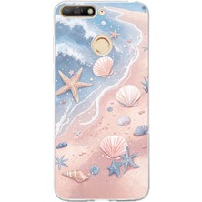 TechTree Huawei Y6 2018 - Honor 7A Uyumlu Sahil Deniz Kabuğu Baskılı Silikon Kılıf