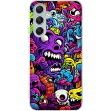 TechTree Samsung Galaxy A34 Uyumlu Psikodeli Renkli Canavarlar Baskılı Silikon Kılıf