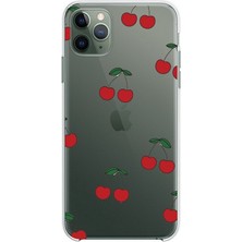 TechTree iPhone 11 Pro Max Uyumlu Kirazlar Tasarımlı Baskılı Silikon Kılıf