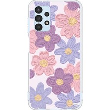 TechTree Samsung Galaxy A13 Uyumlu Renkli Papatyalar Sulu Boya Baskılı Silikon Kılıf