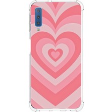TechTree Samsung Galaxy A7 2018 Uyumlu Pembe Kalpler Baskılı Silikon Kılıf