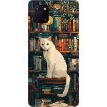 TechTree Samsung Galaxy Note 10 Lite Uyumlu Kitaplık Beyaz Kedi Tasarımlı Baskılı Silikon Kılıf