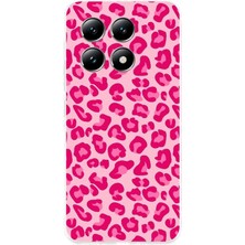 TechTree Xiaomi Mi 14T Pro Uyumlu Pembe Leopar Tasarımlı Baskılı Silikon Kılıf