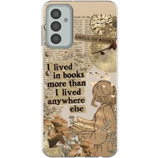 TechTree Samsung Galaxy M13 - M23 Uyumlu Kitap Okuyan Kadın Retro Baskılı Silikon Kılıf