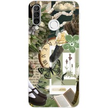 TechTree Huawei P30 Lite Uyumlu Yeşil Estetik Pano Kolaj Baskılı Silikon Kılıf