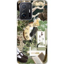 TechTree Xiaomi Mi 11T - 11T Pro Uyumlu Yeşil Estetik Pano Kolaj Baskılı Silikon Kılıf