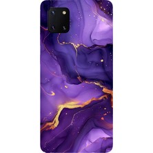 TechTree Samsung Galaxy Note 10 Lite Uyumlu Ametist Taşı Mor Mermer Baskılı Silikon Kılıf