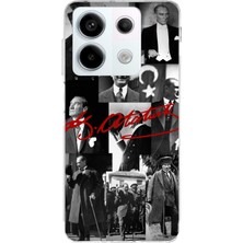 TechTree Redmi Note 13 Pro 5g Uyumlu Kırmızı Mustafa Kemal Atatürk Imza Baskılı Silikon Kılıf