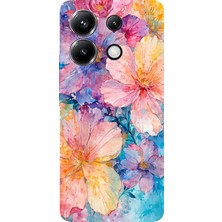 TechTree Poco X6 Pro Uyumlu Renkli Çiçekler Sulu Boya Baskılı Silikon Kılıf