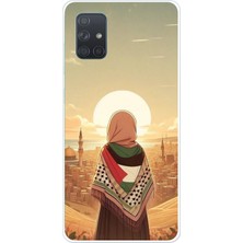 TechTree Samsung Galaxy A71 Uyumlu Filistine Özgürlük Kız Baskılı Silikon Kılıf