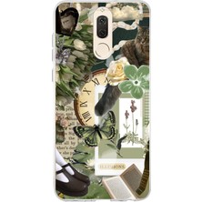 TechTree Huawei Mate 10 Lite Uyumlu Yeşil Estetik Pano Kolaj Baskılı Silikon Kılıf