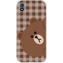 TechTree Huawei Y5 2019 - Honor 8s Uyumlu Kahverengi Ayı Yan Tasarımlı Baskılı Silikon Kılıf