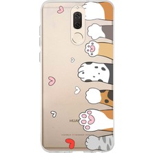 TechTree Huawei Mate 10 Lite Uyumlu Sevimli Kedi Patiler Tasarımlı Baskılı Silikon Kılıf