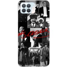 TechTree Oppo Reno 4 Lite Uyumlu Kırmızı Mustafa Kemal Atatürk Imza Baskılı Silikon Kılıf