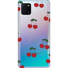 TechTree Samsung Galaxy Note 10 Lite Uyumlu Kirazlar Tasarımlı Baskılı Silikon Kılıf