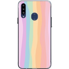 TechTree Samsung Galaxy A20S Uyumlu Gökkuşağı Rengarenk Baskılı Silikon Kılıf