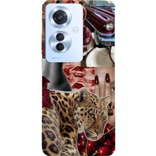 TechTree Oppo Reno 11F Uyumlu Leopar Kırmızı Vibes Baskılı Silikon Kılıf