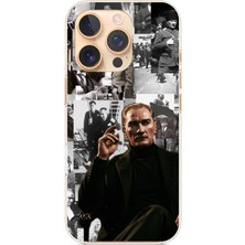 TechTree iPhone 16 Pro Uyumlu Mustafa Kemal Atatürk Kolaj Baskılı Silikon Kılıf