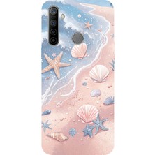 TechTree Realme 5I/6I/C3/C3I Uyumlu Sahil Deniz Kabuğu Baskılı Silikon Kılıf