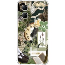 TechTree Infinix Hot 50I - Smart 9  Uyumlu Yeşil Estetik Pano Kolaj Baskılı Silikon Kılıf